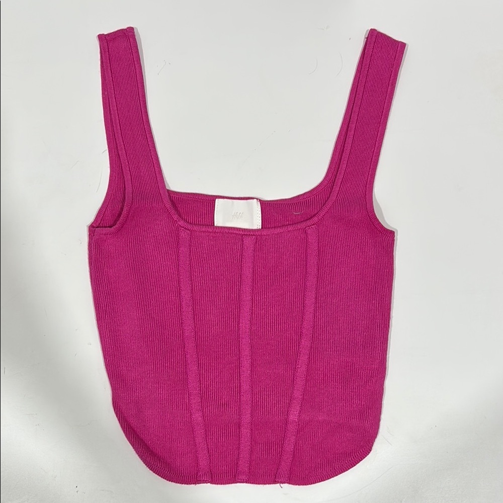 H&M Pink Ribbed Knit Tank Top